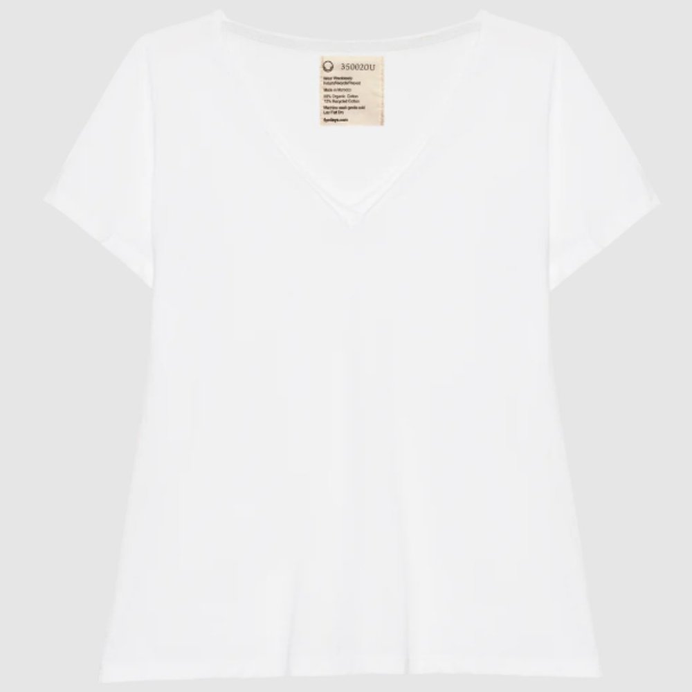 For Days Deep V Tee White XS NWT Front Slit Detail